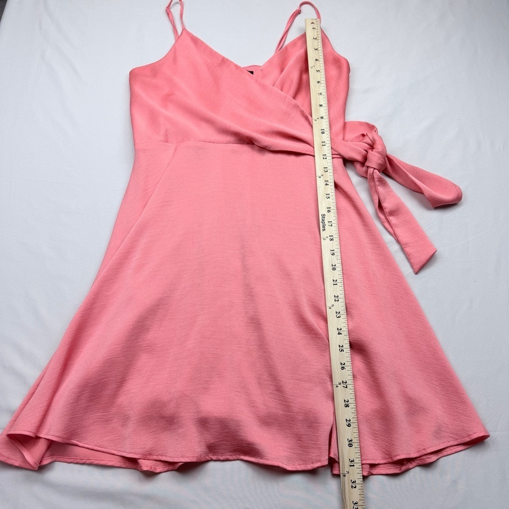 Express Coral Pink Wrap Mini Dress with Tie - Picture 4 of 8